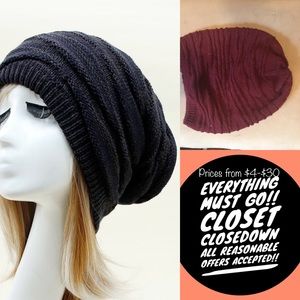 Burgundy Knit Slouch Beanie